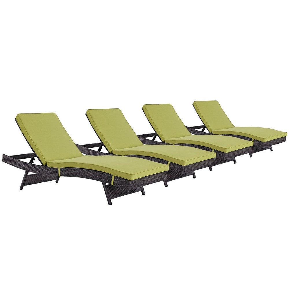 Convene Outdoor Patio Chaise Set of 4 by Modway| Espresso Peridot