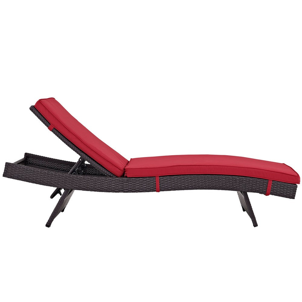 Convene Outdoor Patio Chaise Set of 4 by Modway| Espresso Red