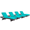 Convene Outdoor Patio Chaise Set of 4 by Modway| Espresso Turquoise