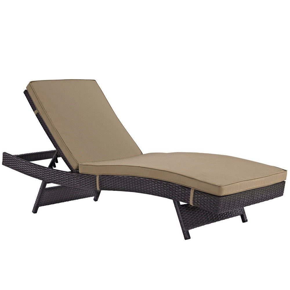 Modway Convene Wicker Rattan Outdoor Patio Chaise Lounge Chairs in Espresso Mocha - Set of 6 MDY-EEI-2430-EXP-MOC-SET