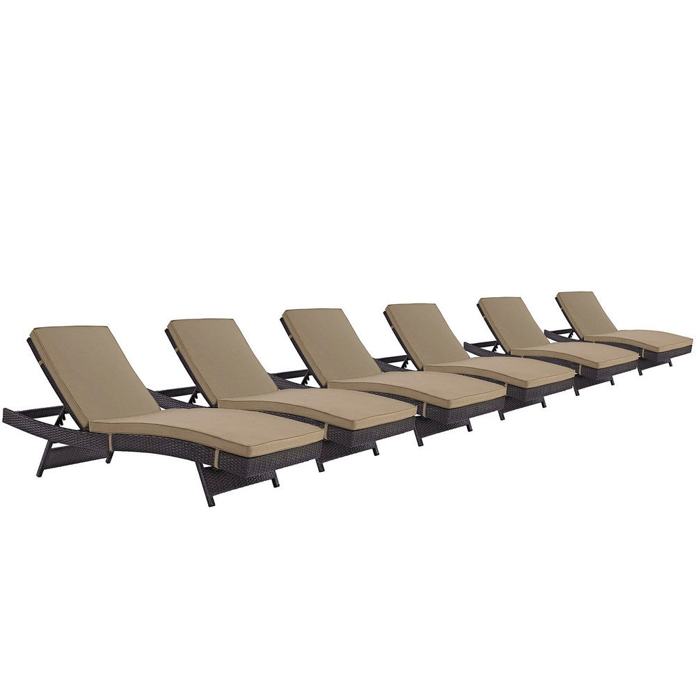 Convene Outdoor Patio Chaise Set of 6 by Modway| Espresso Mocha