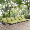 Convene Outdoor Patio Chaise Set of 6 by Modway| Espresso Peridot