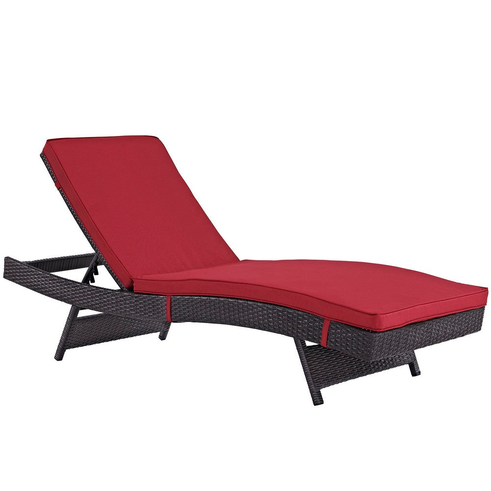 Convene Outdoor Patio Chaise Set of 6 by Modway| Espresso Red