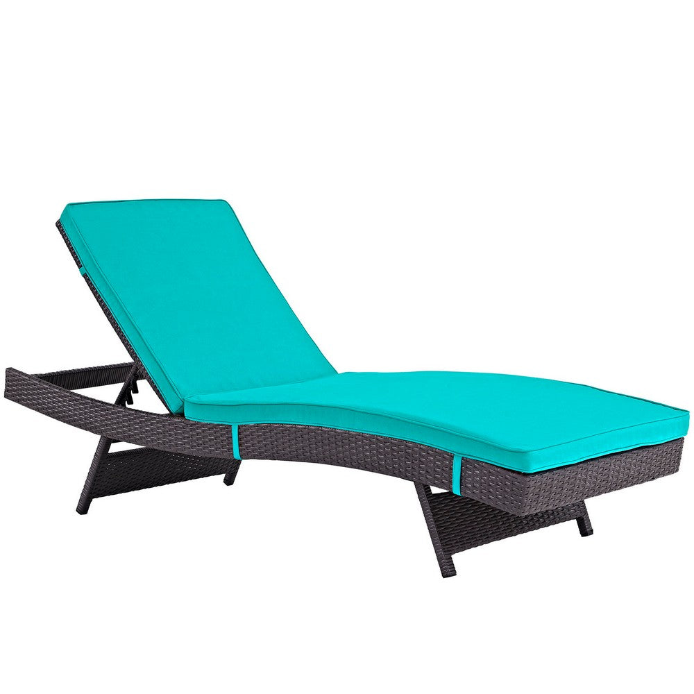 Convene Outdoor Patio Chaise Set of 6 by Modway| Espresso Turquoise
