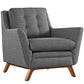 Modway Beguile Mid-Century Modern Sofa Upholstered Fabric with Sofa and Armchair in Gray MDY-EEI-2433-DOR-SET