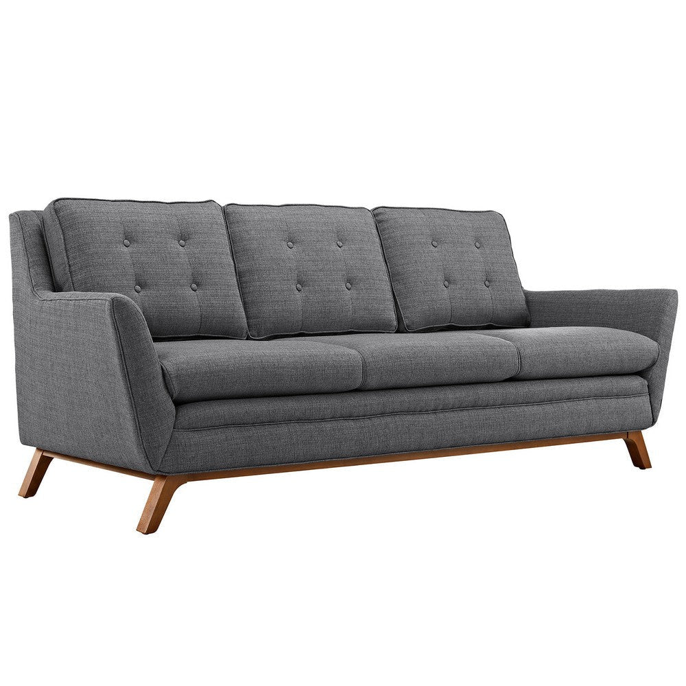 Modway Beguile Mid-Century Modern Sofa Upholstered Fabric with Sofa and Armchair in Gray MDY-EEI-2433-DOR-SET