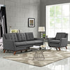 Modway Beguile Mid-Century Modern Sofa Upholstered Fabric with Sofa and Armchair in Gray MDY-EEI-2433-DOR-SET