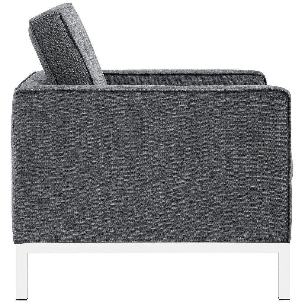 Modway Loft Upholstered Fabric Mid-Century Modern Accent Arm Lounge Chairs in Gray - Set of 2 MDY-EEI-2440-DOR-SET