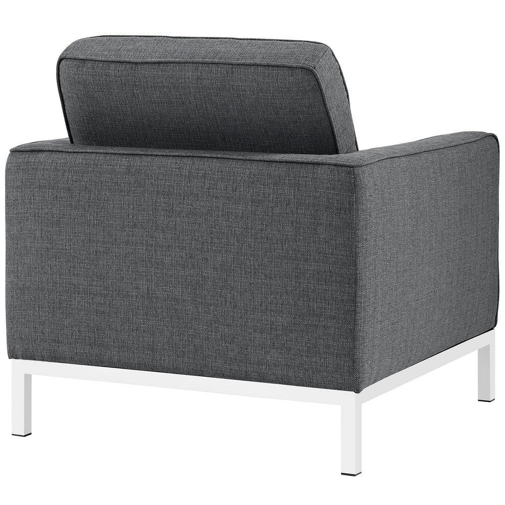 Modway Loft Upholstered Fabric Mid-Century Modern Accent Arm Lounge Chairs in Gray - Set of 2 MDY-EEI-2440-DOR-SET