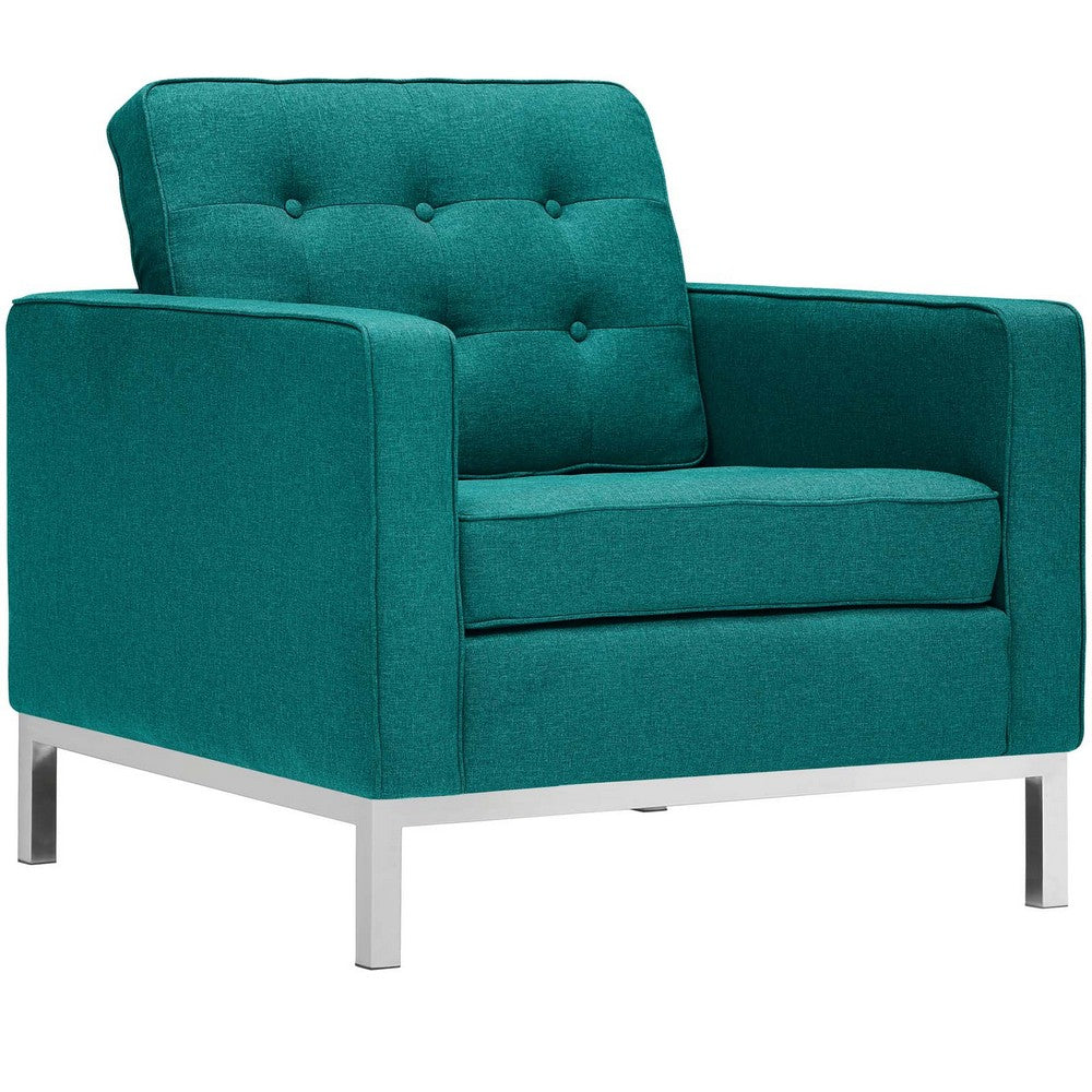 Loft Upholstered Fabric Armchairs Set of 2 by Modway| Teal