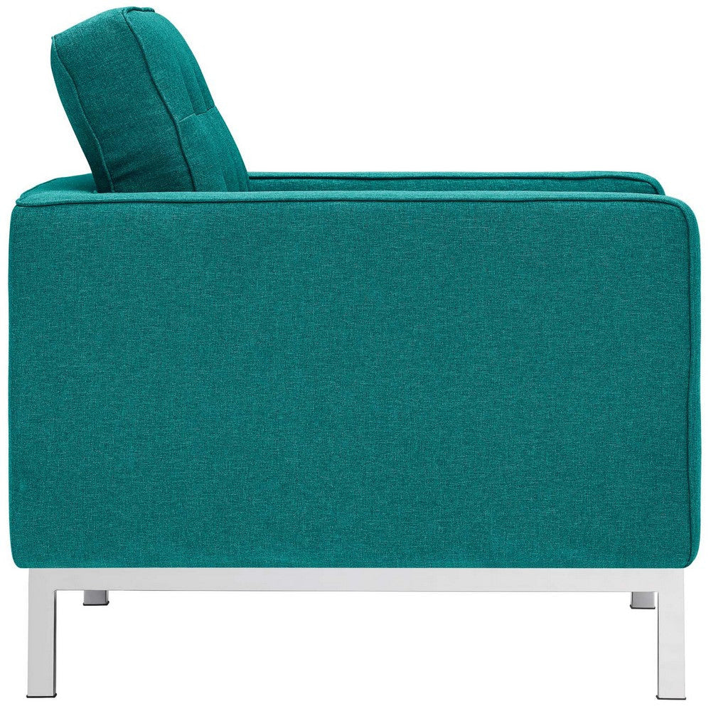 Modway Loft Upholstered Fabric Mid-Century Modern Accent Arm Lounge Chairs in Teal - Set of 2 MDY-EEI-2440-TEA-SET