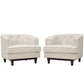 Modway Coast Upholstered Fabric Contemporary Modern Two Armchair Set in Beige