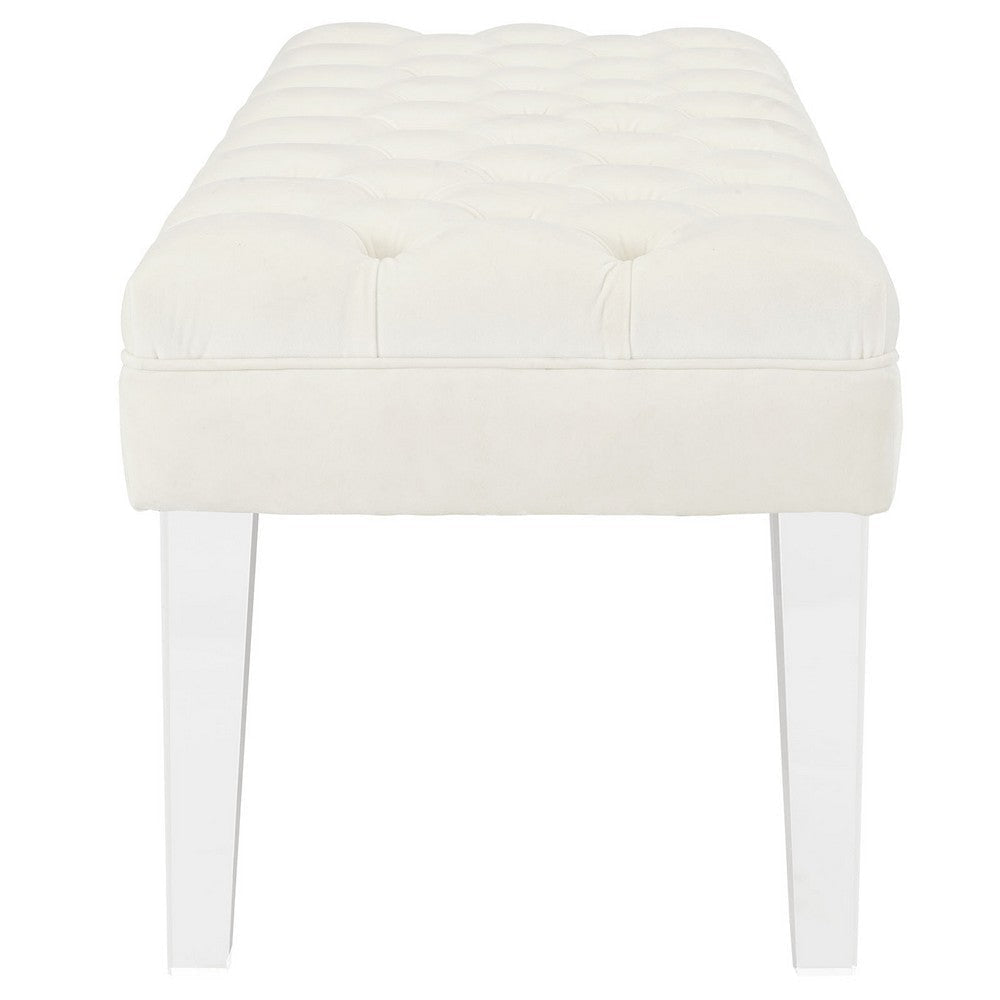 Valet Velvet Bench, Ivory  - No Shipping Charges