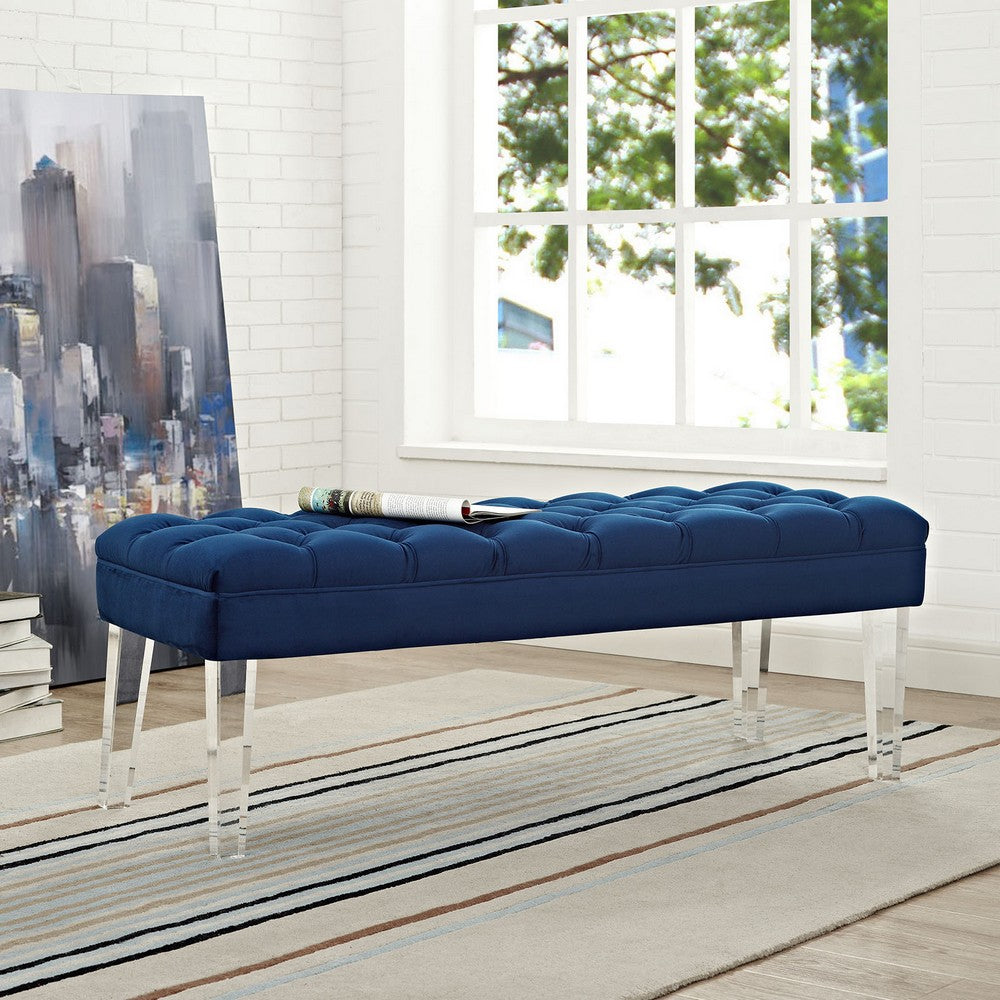 Valet Performance Velvet Bench by Modway| Navy