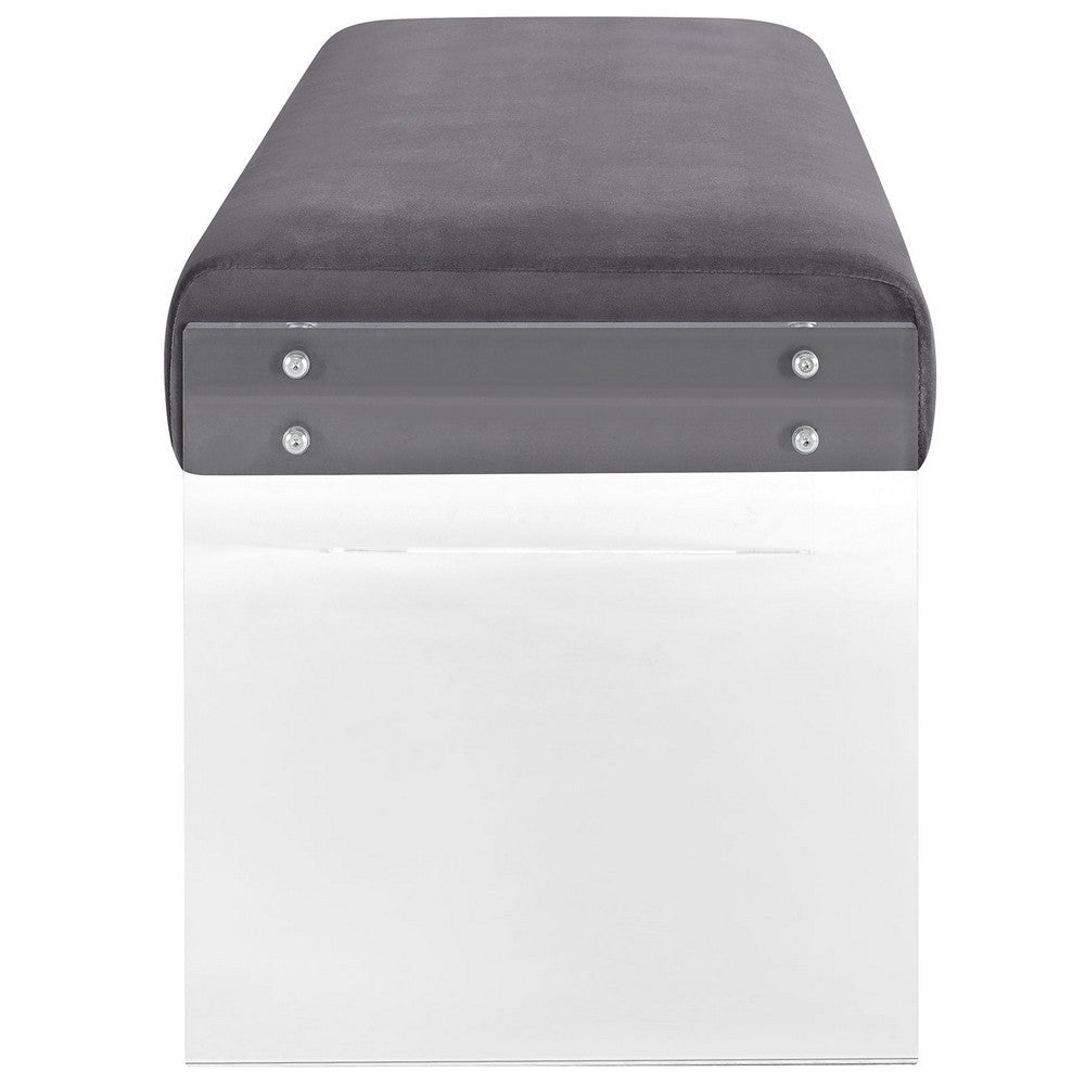 Roam Velvet Bench, Gray  - No Shipping Charges