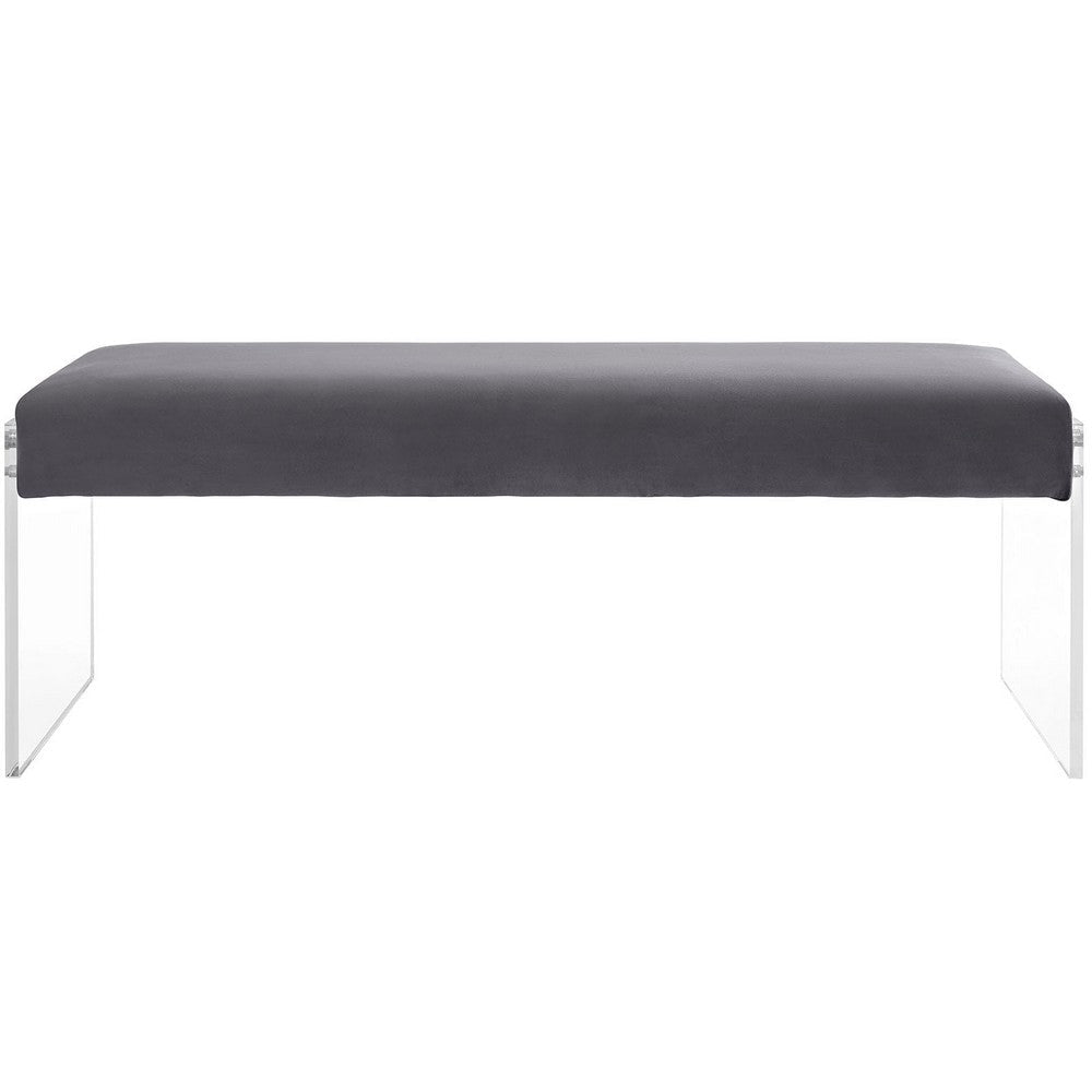 Roam Velvet Bench, Gray  - No Shipping Charges