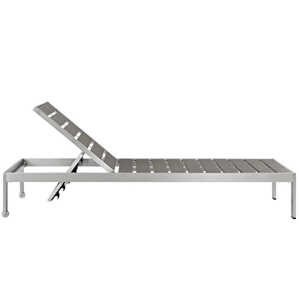 Shore 3 Piece Outdoor Patio Aluminum Set, Silver Gray Size : 76"Lx25"Wx12"H  - No Shipping Charges