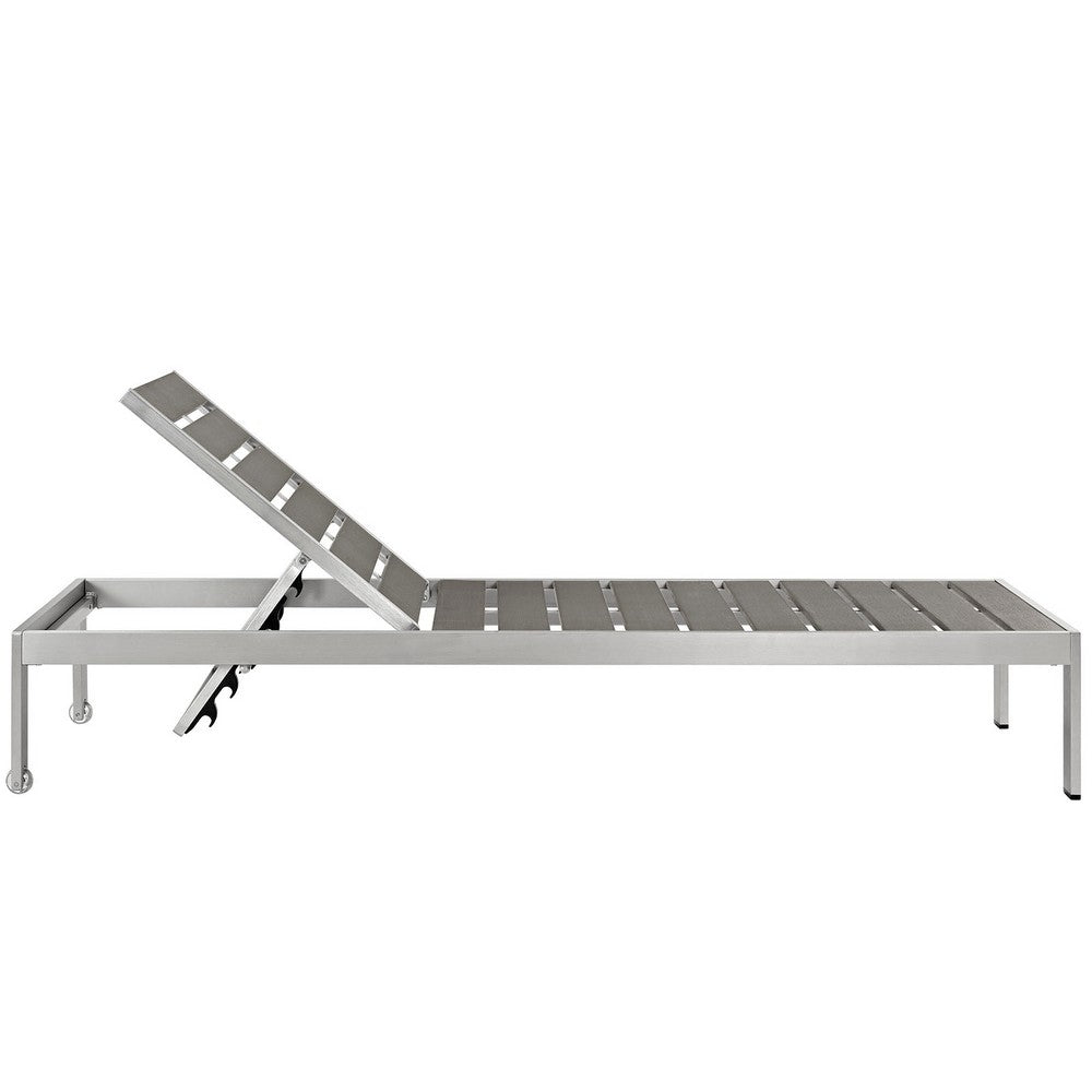 Shore Set of 2 Outdoor Patio Aluminum Chaise, Silver Gray Size : 76"Lx25"Wx12"H  - No Shipping Charges
