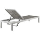 Modway Shore Aluminum Outdoor Patio Poolside Four Chaise Lounge Chairs in Silver Gray MDY-EEI-2468-SLV-GRY-SET