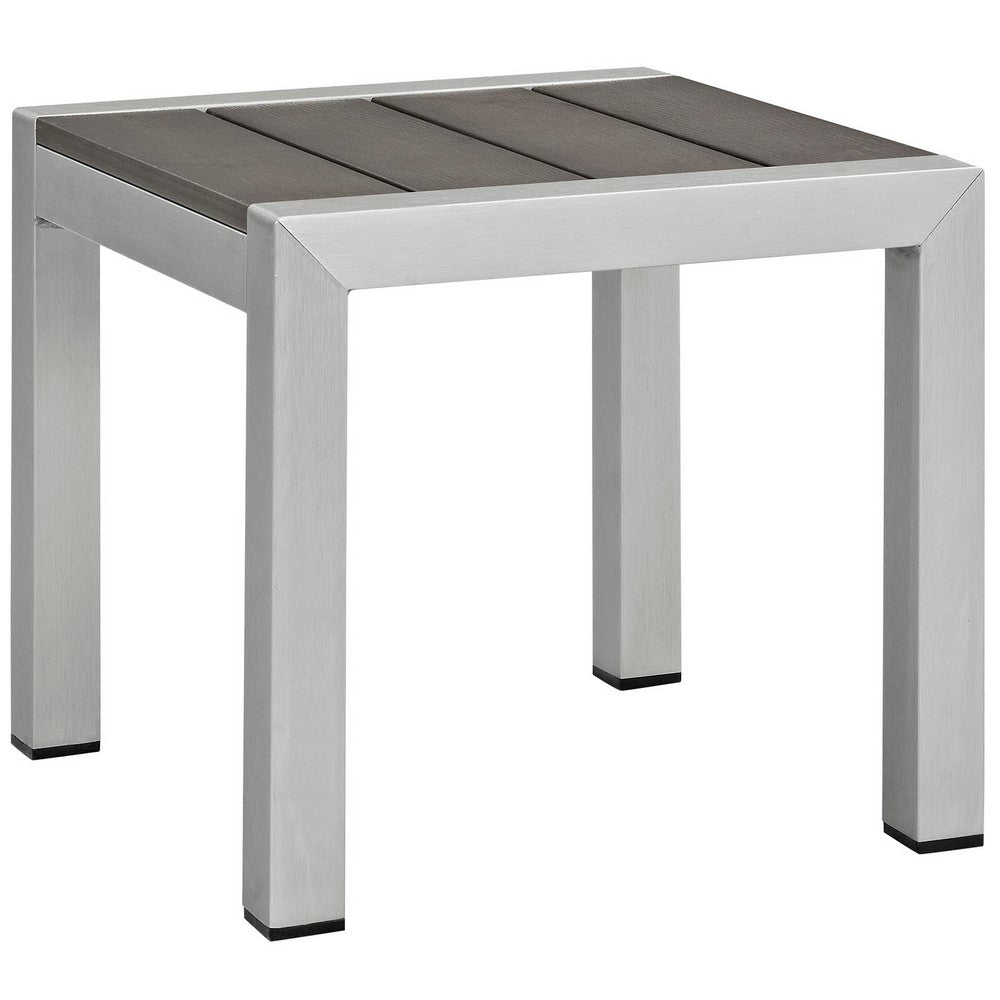Shore 2 Piece Outdoor Patio Aluminum Set, Silver White - No Shipping Charges