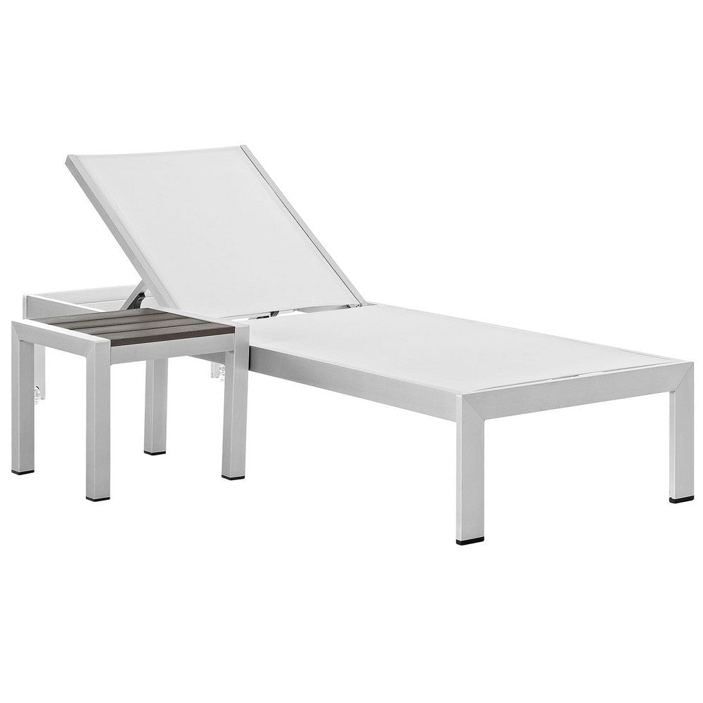 Shore 2 Piece Outdoor Patio Aluminum Set, Silver White - No Shipping Charges