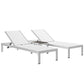 Shore 3 Piece Outdoor Patio Aluminum Set, Silver White - No Shipping Charges