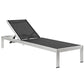 Shore Set of 2 Outdoor Patio Aluminum Chaise, Silver Black - No Shipping Charges