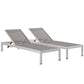 Shore Set of 2 Outdoor Patio Aluminum Chaise , Silver Gray - No Shipping Charges