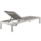 Modway Shore Aluminum Textilene® Mesh Outdoor Patio Six Poolside Chaise Lounge Chairs in Silver Gray MDY-EEI-2474-SLV-GRY-SET