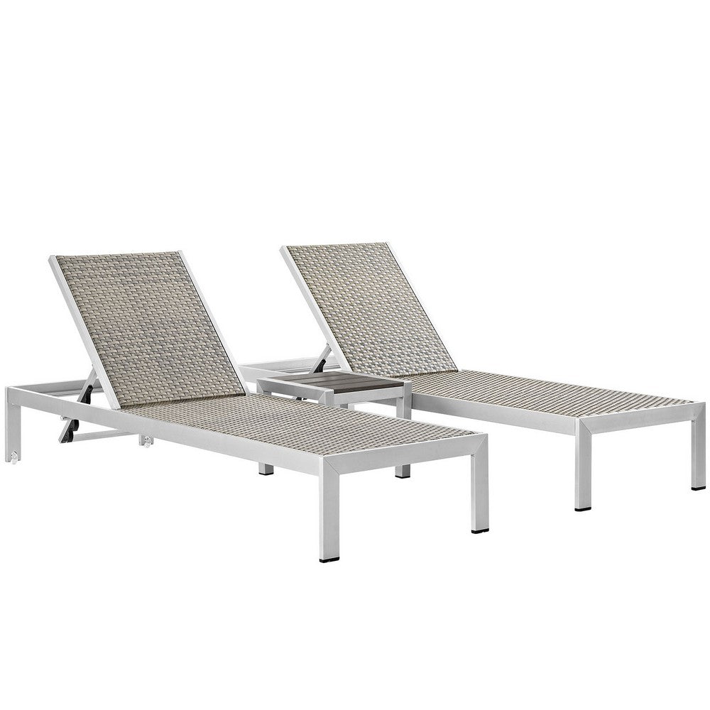 Shore 3 Piece Outdoor Patio Aluminum Set, Silver Gray  - No Shipping Charges