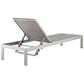 Modway Shore Aluminum Wicker Rattan Outdoor Patio Four Poolside Chaise Lounge Chairs in Silver Gray MDY-EEI-2478-SLV-GRY-SET