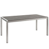 Modway Shore Aluminum Outdoor Patio 3-Piece Dining Set with 71’’ Rectangle Dining Table and Two 67’’ Benches in Silver Gray