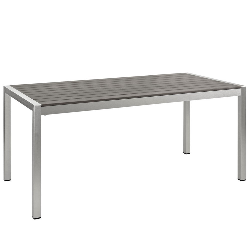 Modway Shore 5-Piece Aluminum Outdoor Patio Dining Table Set in Silver Gray MDY-EEI-2481-SLV-GRY-SET