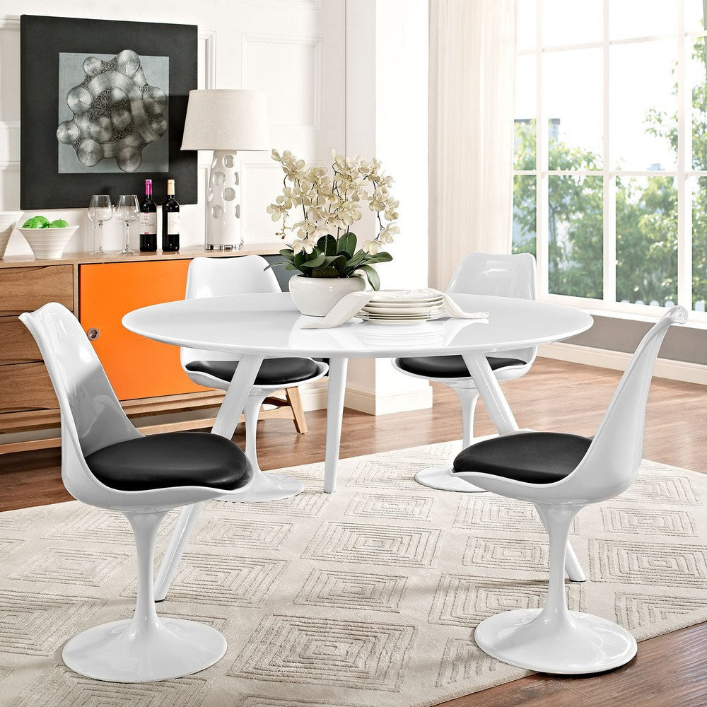 Modway Lippa 54’’ Mid-Century Modern Dining Table with Round Top and Tripod Base in White MDY-EEI-2524-WHI