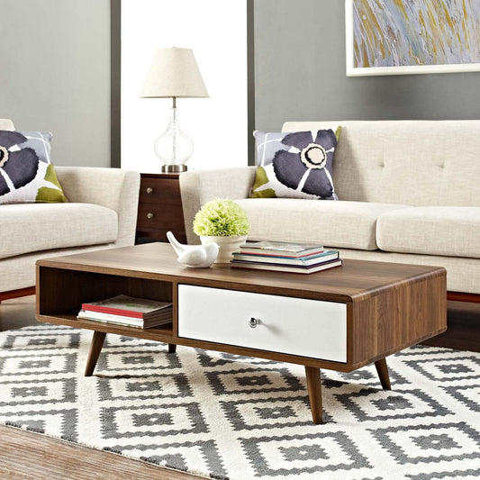 Modway Transmit Mid-Century Coffee Table, Walnut White