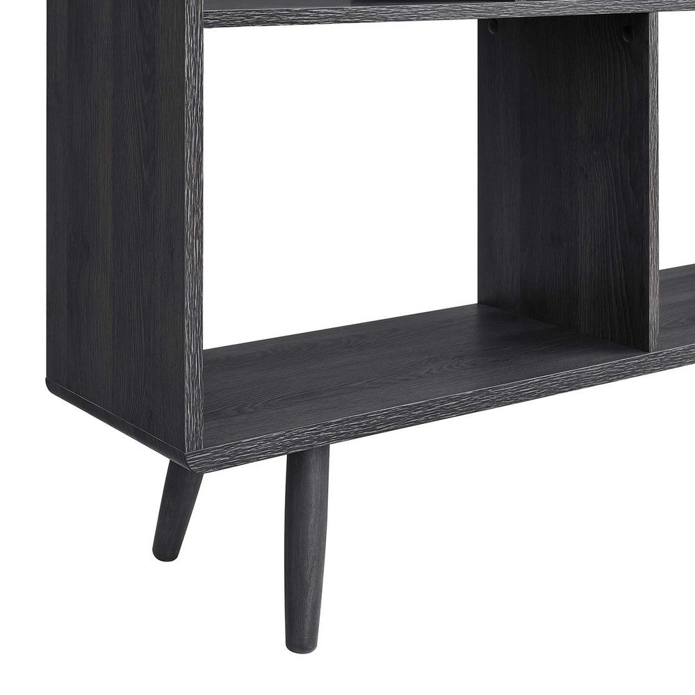 Modway EEI-2529-CHA Transmit 7 Shelf Wood Grain Bookcase Charcoal MDY-EEI-2529-CHA