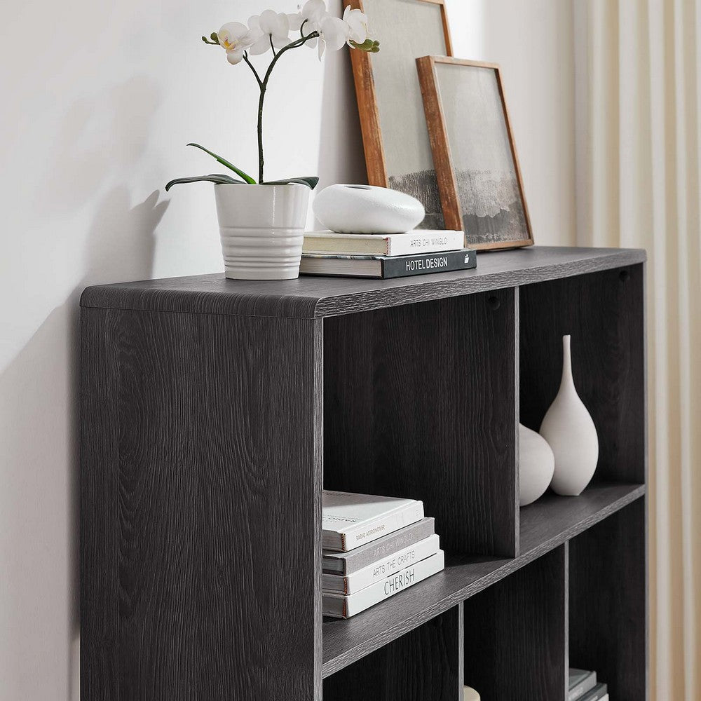 Modway EEI-2529-CHA Transmit 7 Shelf Wood Grain Bookcase Charcoal MDY-EEI-2529-CHA