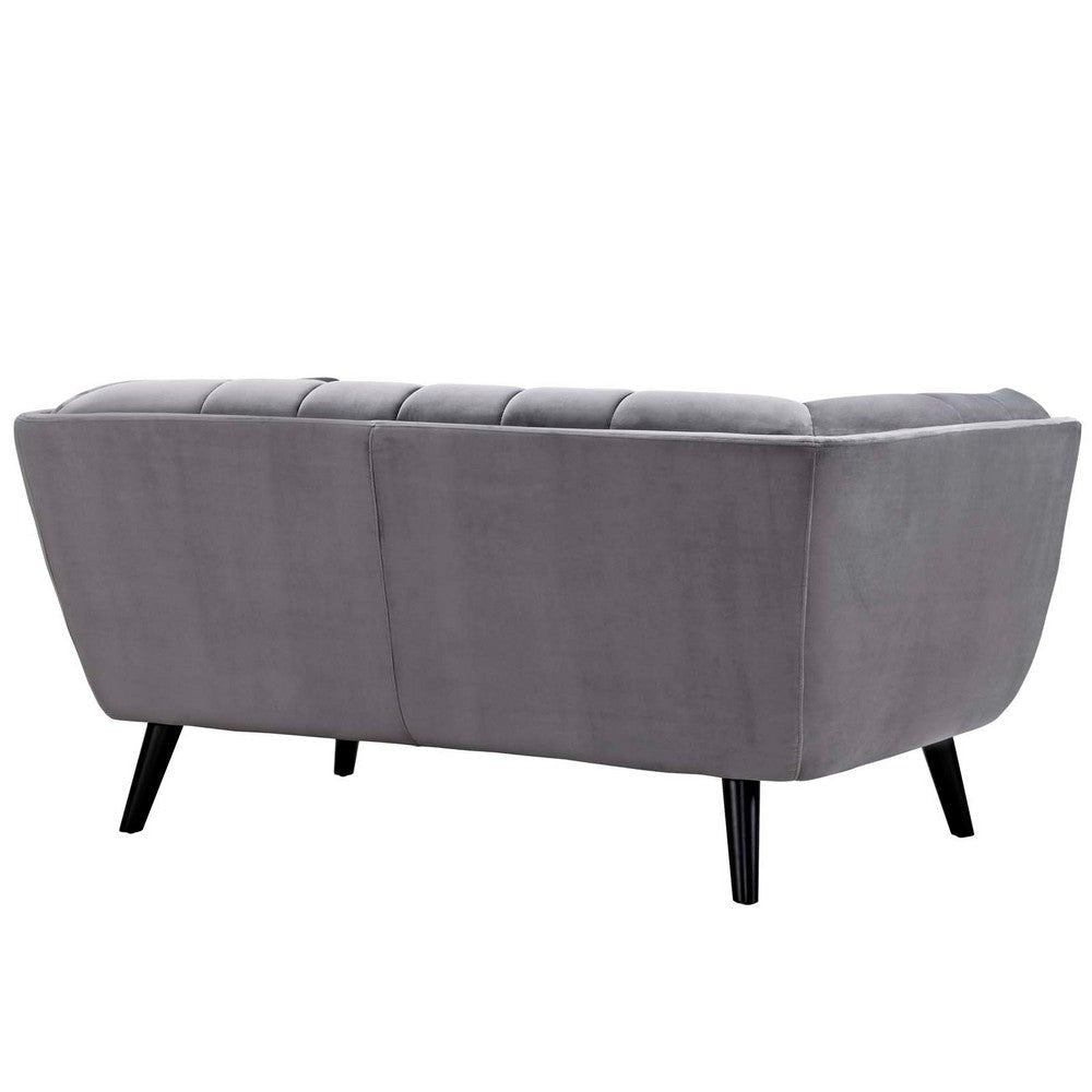 Modway Bestow Upholstered Velvet Button-Tufted Loveseat in Gray MDY-EEI-2535-GRY