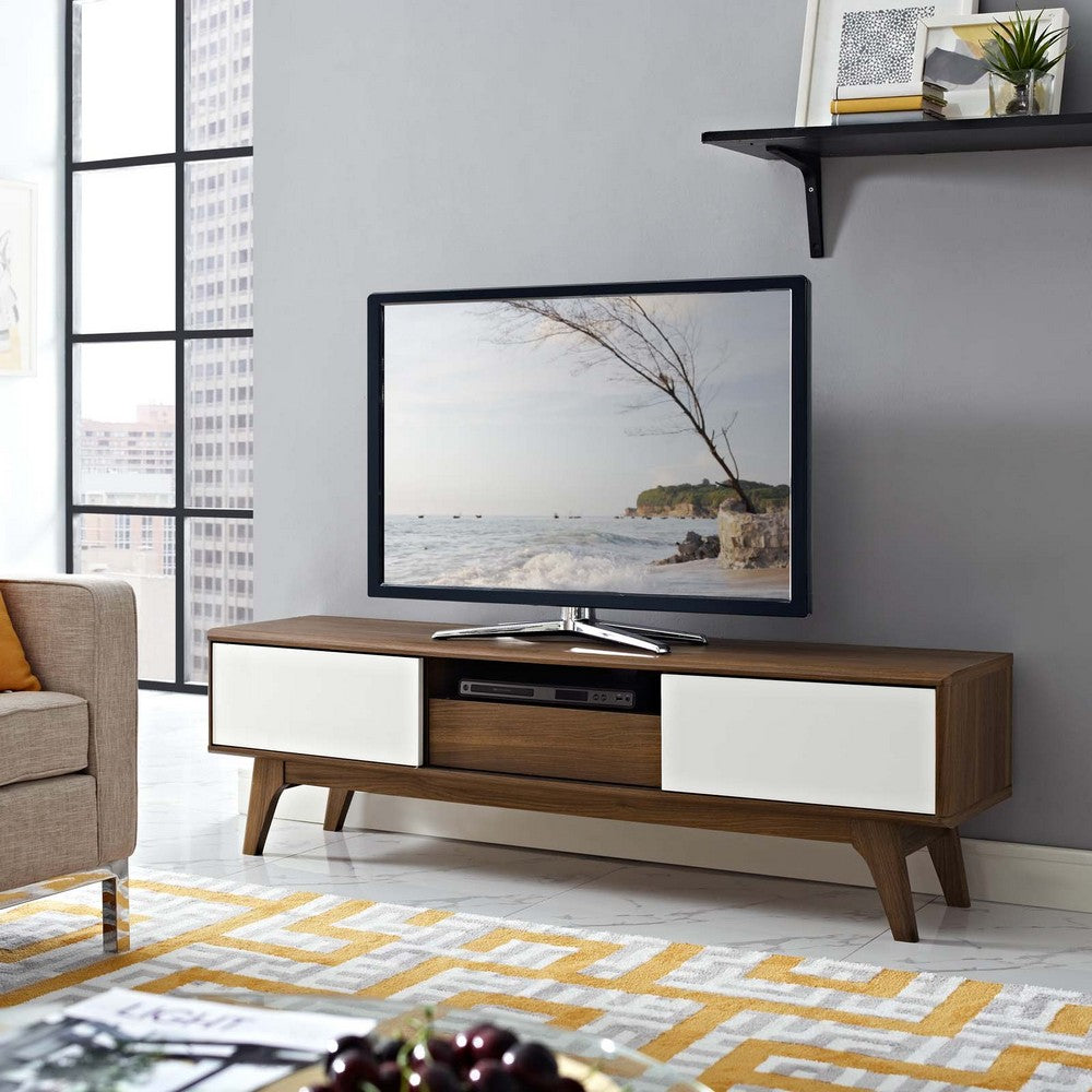 Envision 59" TV Stand by Modway| Walnut White