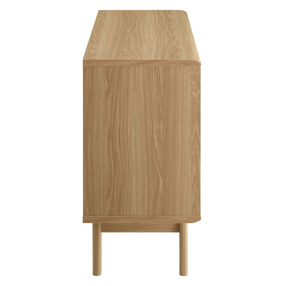 Modway Render Mid-Century Modern Two-Tier Display Stand in Oak