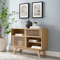 Modway Render Mid-Century Modern Two-Tier Display Stand in Oak