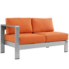 Modway Shore 5-Piece Aluminum Outdoor Patio Sectional Sofa Set in Silver Orange MDY-EEI-2557-SLV-ORA