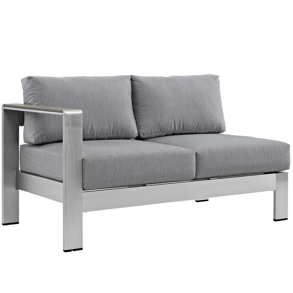 Modway Shore 4-Piece Aluminum Outdoor Patio Sectional Sofa Set in Silver Gray MDY-EEI-2559-SLV-GRY