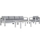 Modway Shore 4-Piece Aluminum Outdoor Patio Sectional Sofa Set in Silver Gray