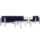 Modway Shore 4-Piece Aluminum Outdoor Patio Sectional Sofa Set in Silver Navy