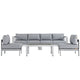 Modway Shore 5-Piece Aluminum Outdoor Patio Sectional Sofa Set in Silver Gray