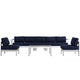 Modway Shore 6-Piece Aluminum Outdoor Patio Sectional Sofa Set in Silver Navy