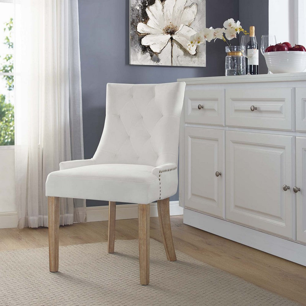 Pose Upholstered Fabric Dining Chair In Ivory - No Shipping Charges