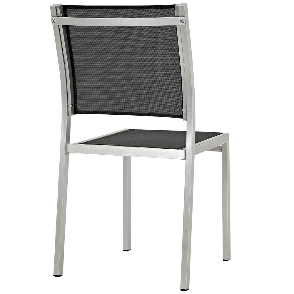 Shore Outdoor Patio Aluminum Side Chair Set of 2 by Modway| Silver Black