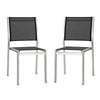 Shore Outdoor Patio Aluminum Side Chair Set of 2 by Modway| Silver Black